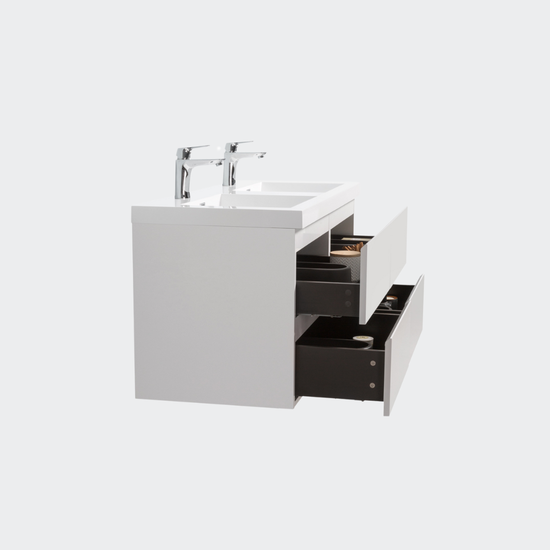 48'' / 60'' / 72'' Floating Vanity Double Sink with Acrylic Countertop