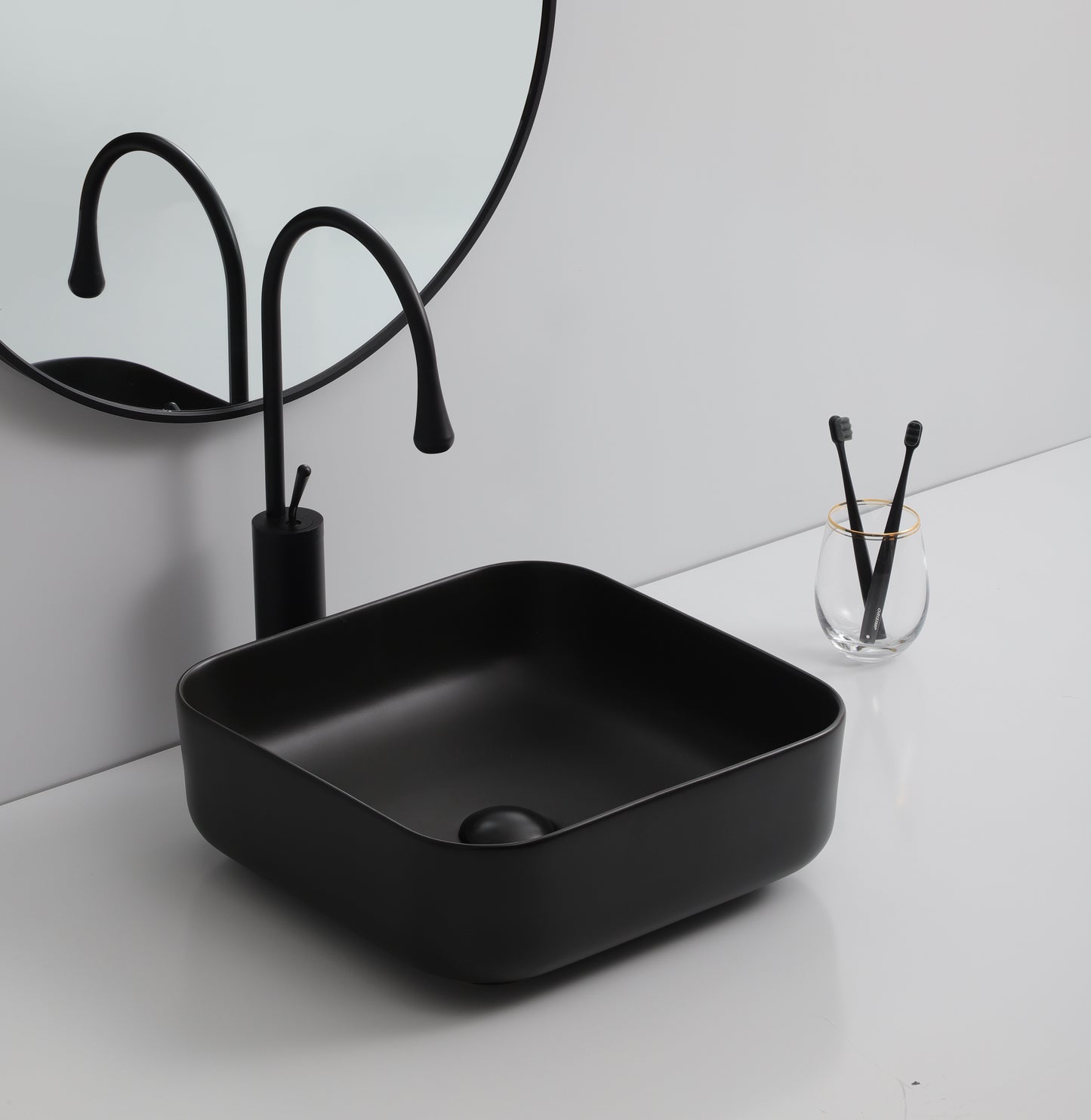 Black Square Vessel Sink (9390 M001)