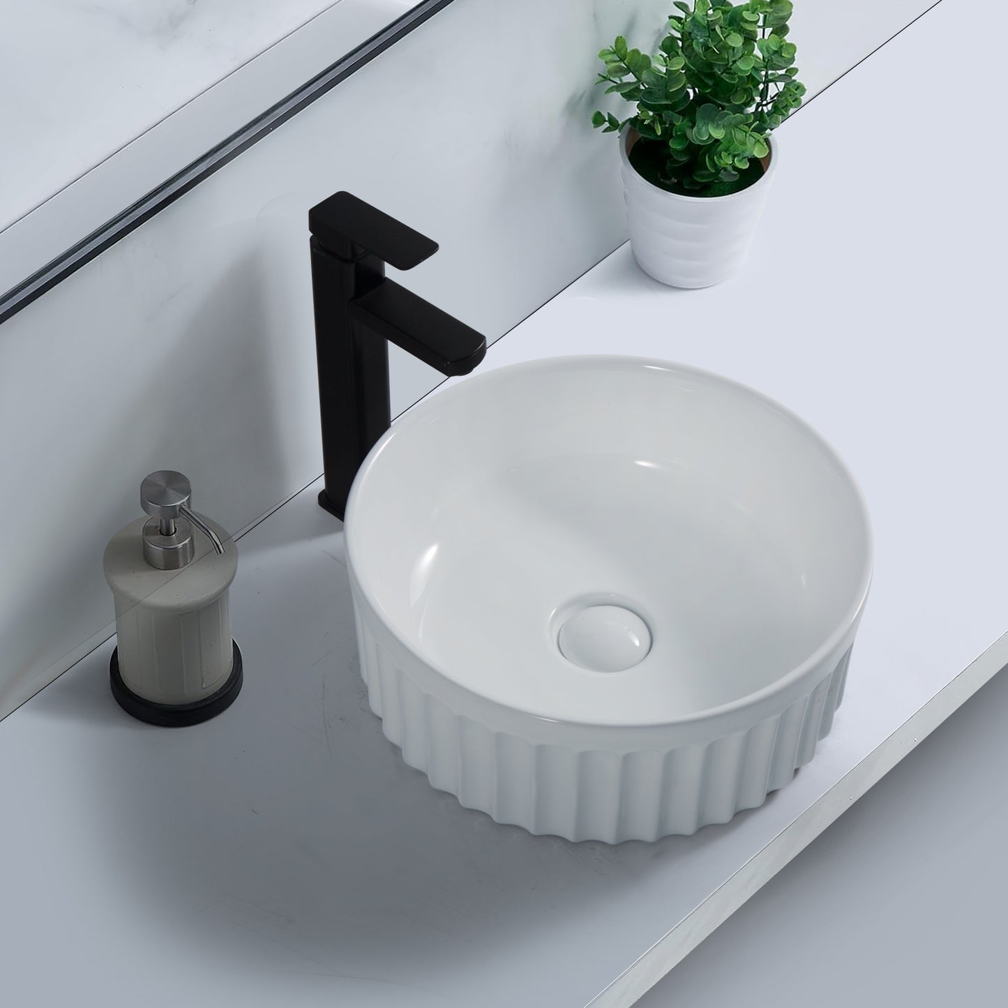 White Round White Vessel Sink (9743-1)