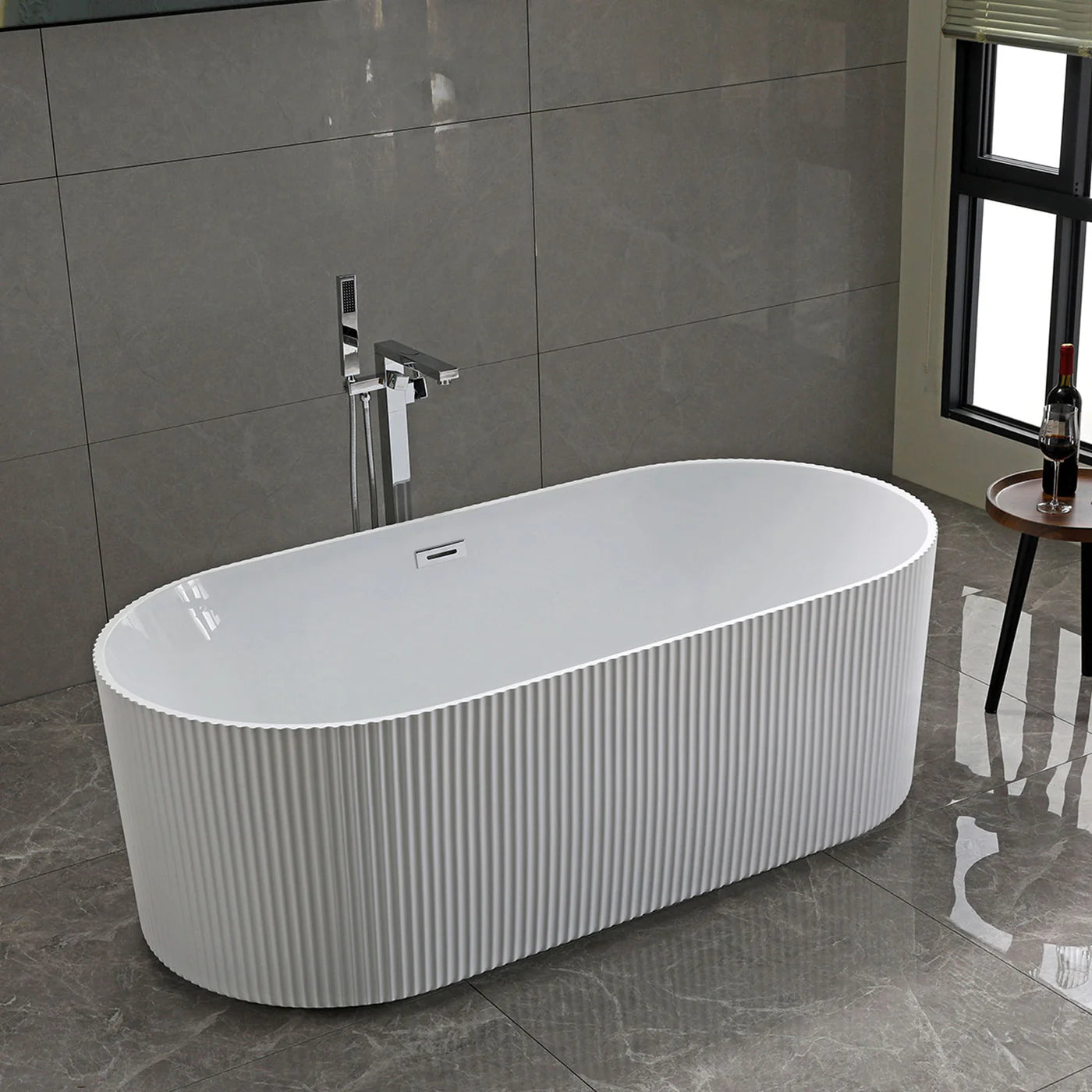 59'' Acrylic Flat Freestanding Bathtub - Pure White