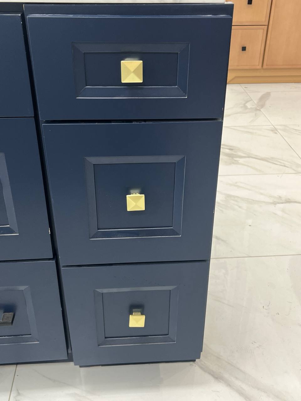 DV01 Side Drawers Solid Wood Navy Blue 12" (Final Sale)