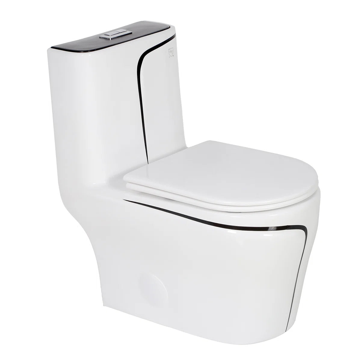 T2259 - White & Black One Piece Toilet