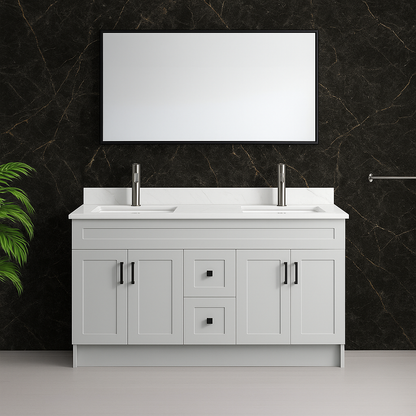60'' MDF Double Sink, 4 Doors, 2 Drawers