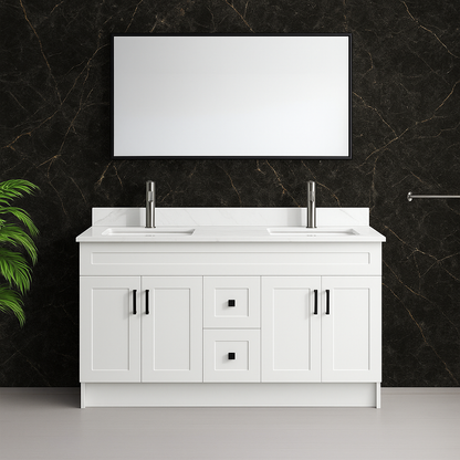 60'' MDF Double Sink, 4 Doors, 2 Drawers