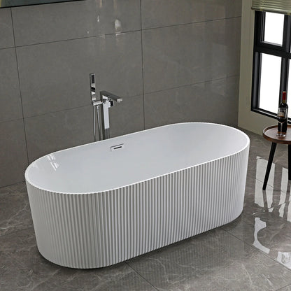 59'' Acrylic Flat Freestanding Bathtub - Pure White