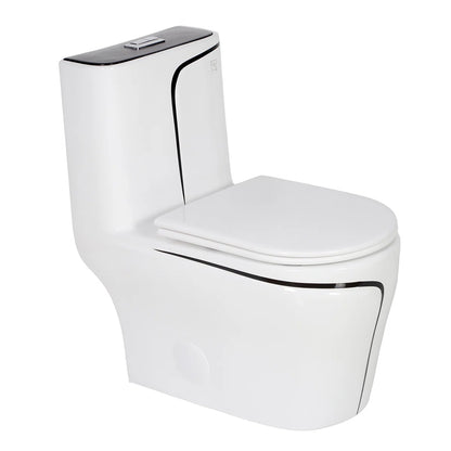 T2259 - White & Black One Piece Toilet