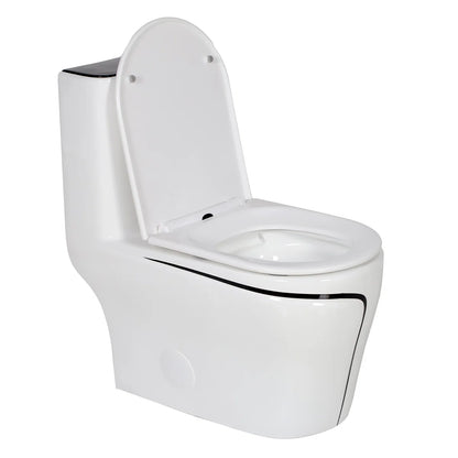 T2259 - White & Black One Piece Toilet
